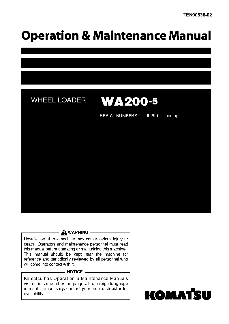 Komatsu wa200-5(jpn) operation and maintenance manuals wheel loaders download Komatsu wa200-5(jpn) operation and maintenance manuals wheel loaders download