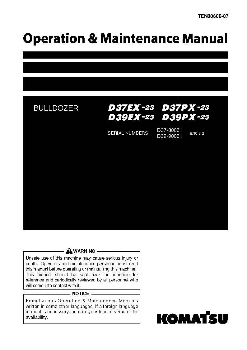 Komatsu d39ex-23(jpn) operation and maintenance manuals bulldozers download Komatsu d39ex-23(jpn) operation and maintenance manuals bulldozers download