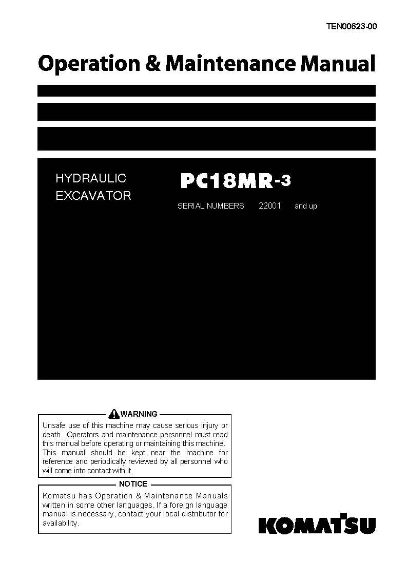 Komatsu pc18mr-3(jpn) operation and maintenance manuals excavators crawler download Komatsu pc18mr-3(jpn) operation and maintenance manuals excavators crawler download