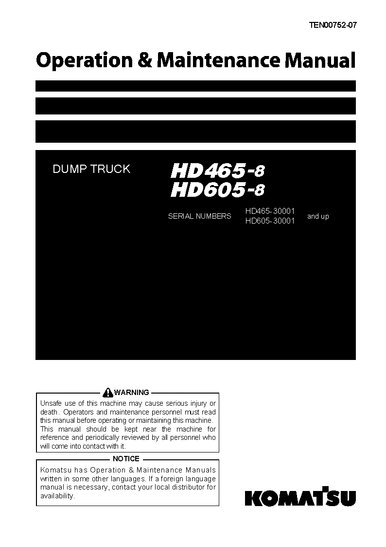 Komatsu hd465-8(jpn) operation and maintenance manuals dumptrucks rigid download Komatsu hd465-8(jpn) operation and maintenance manuals dumptrucks rigid download