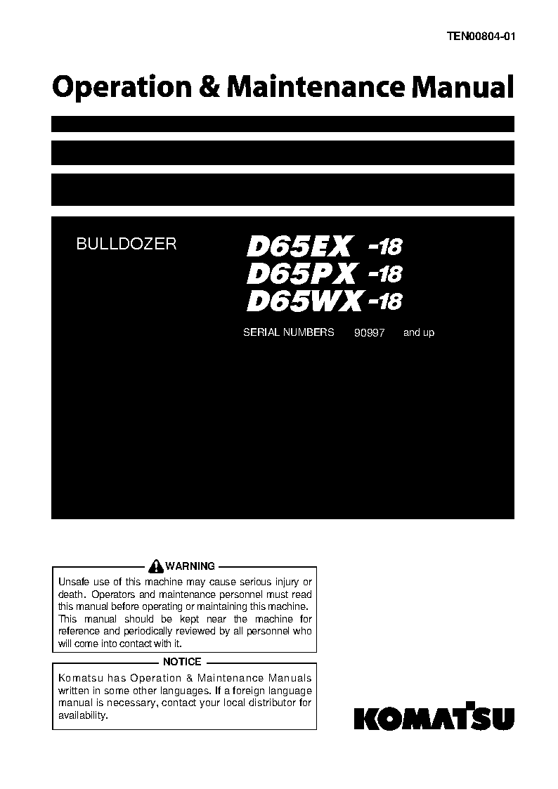 Komatsu d65px-18(jpn) operation and maintenance manuals bulldozers download Komatsu d65px-18(jpn) operation and maintenance manuals bulldozers download