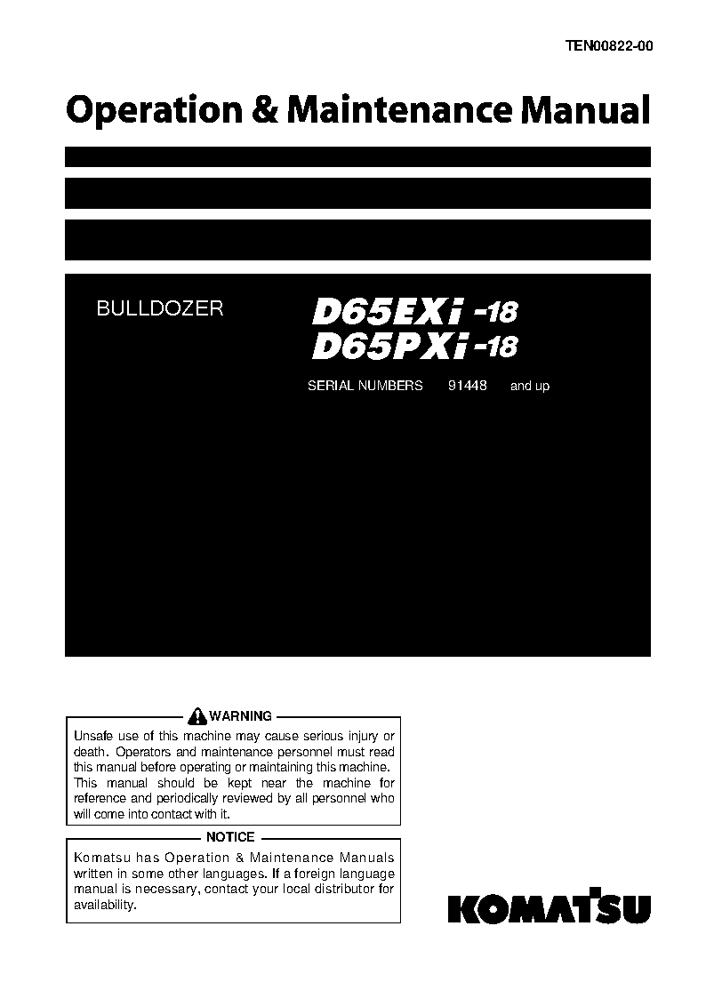 Komatsu d65exi-18(jpn) operation and maintenance manuals bulldozers download Komatsu d65exi-18(jpn) operation and maintenance manuals bulldozers download