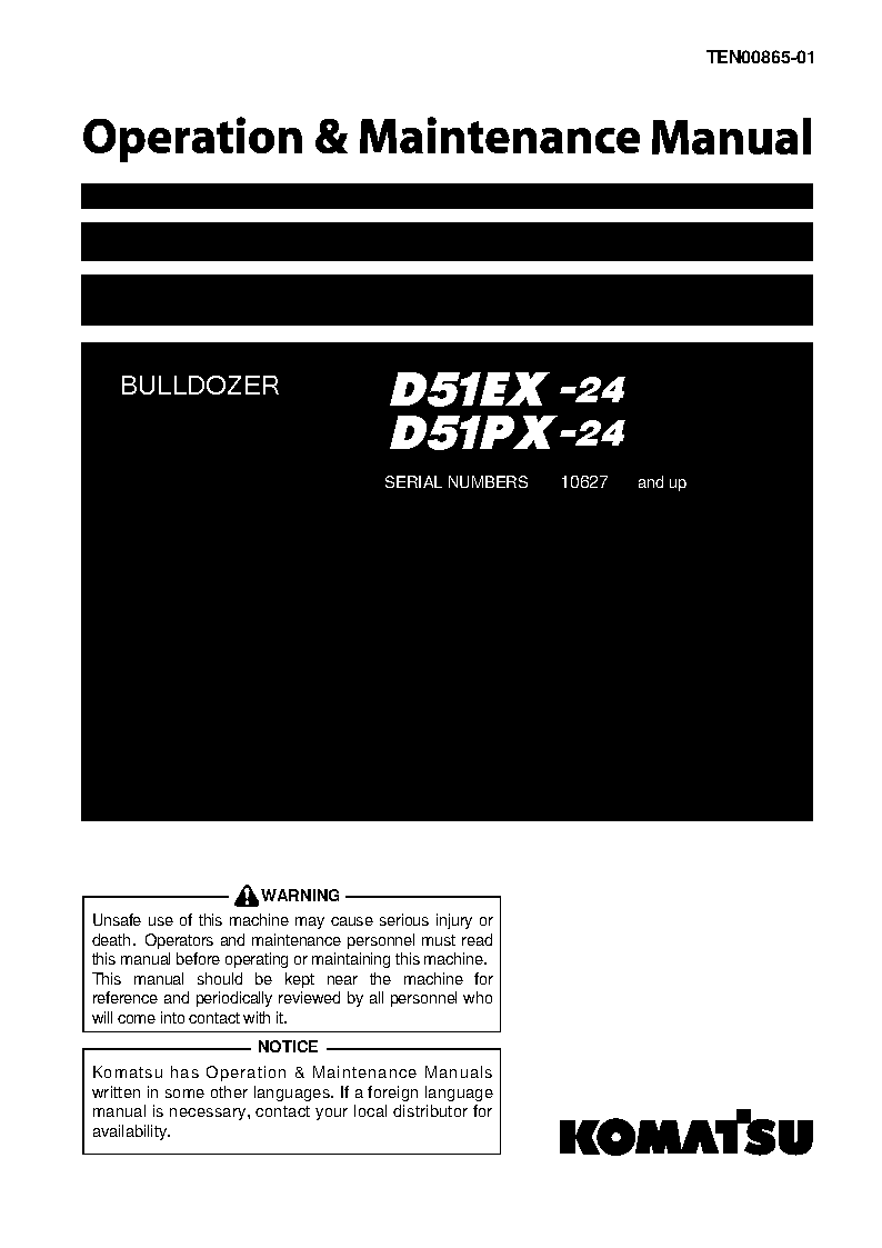 Komatsu d51px-24(jpn) operation and maintenance manuals bulldozers download Komatsu d51px-24(jpn) operation and maintenance manuals bulldozers download