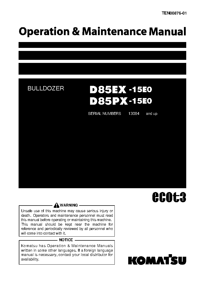 Komatsu d85px-15(jpn)-e0 operation and maintenance manuals bulldozers download Komatsu d85px-15(jpn)-e0 operation and maintenance manuals bulldozers download