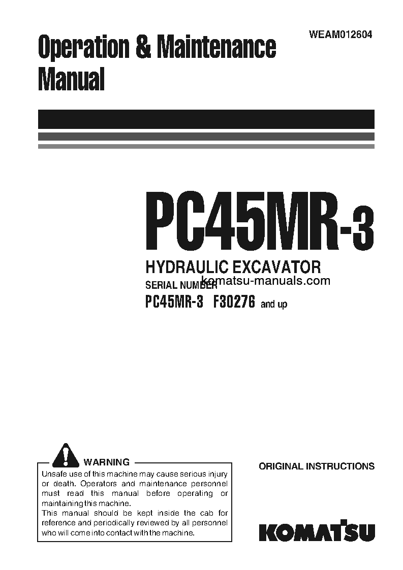 Komatsu pc45mr-3(ita) operation and maintenance manuals excavators crawler download Komatsu pc45mr-3(ita) operation and maintenance manuals excavators crawler download