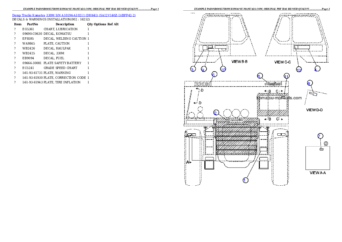 Komatsu 330m parts books dumptrucks download Komatsu 330m parts books dumptrucks download