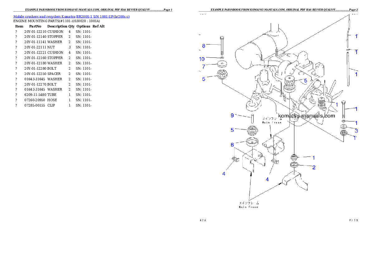 Komatsu br200s-1 parts books crushers and recyclers download Komatsu br200s-1 parts books crushers and recyclers download