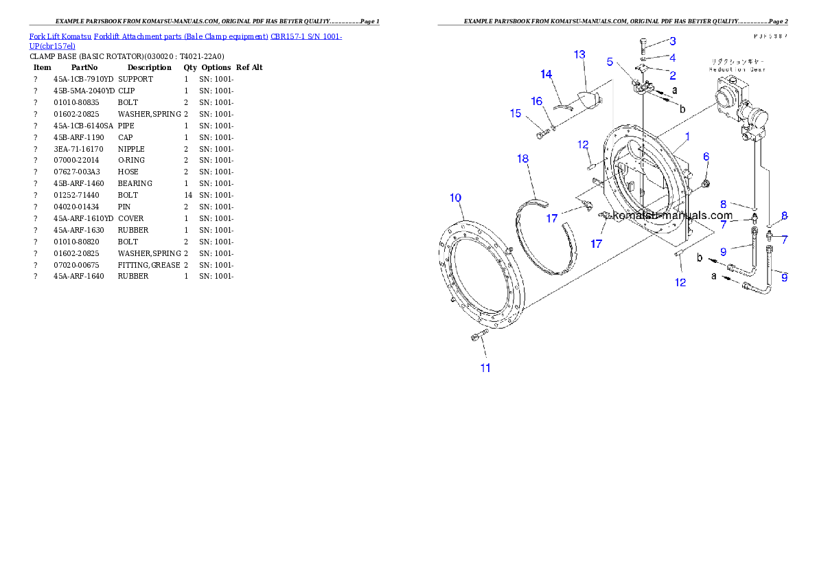 Komatsu cbr157-1 parts books forklifts download Komatsu cbr157-1 parts books forklifts download