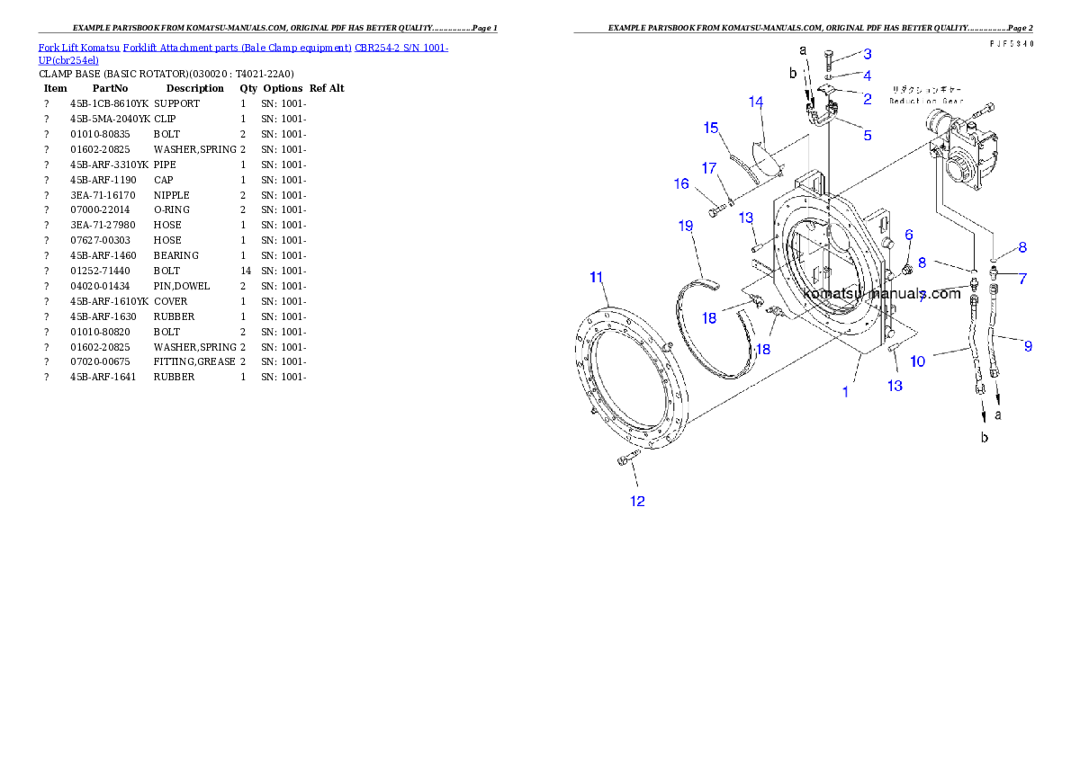 Komatsu cbr254-2 parts books forklifts download Komatsu cbr254-2 parts books forklifts download