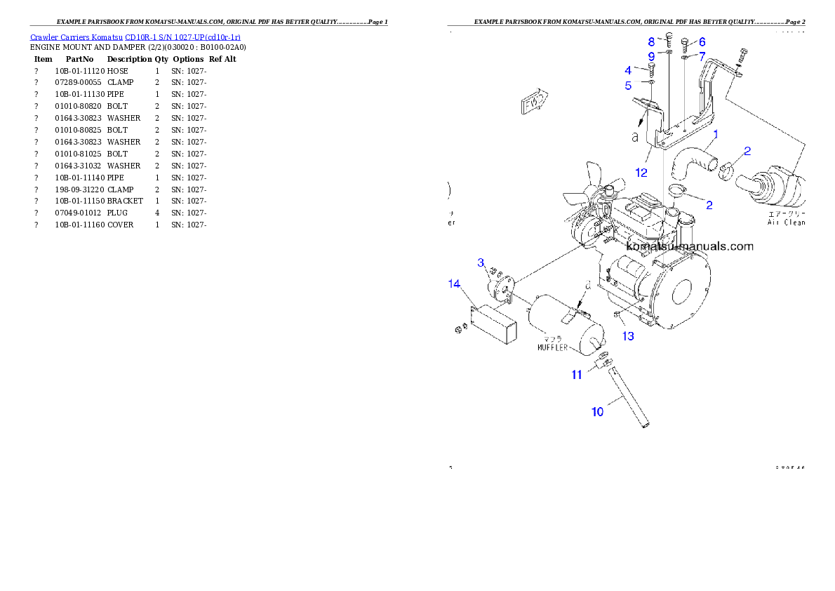 Komatsu cd10r-1 parts books crawler carriers download Komatsu cd10r-1 parts books crawler carriers download
