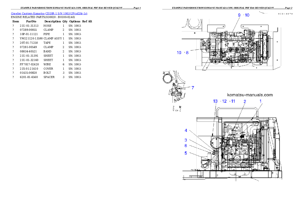 Komatsu cd20r-1 parts books crawler carriers download Komatsu cd20r-1 parts books crawler carriers download