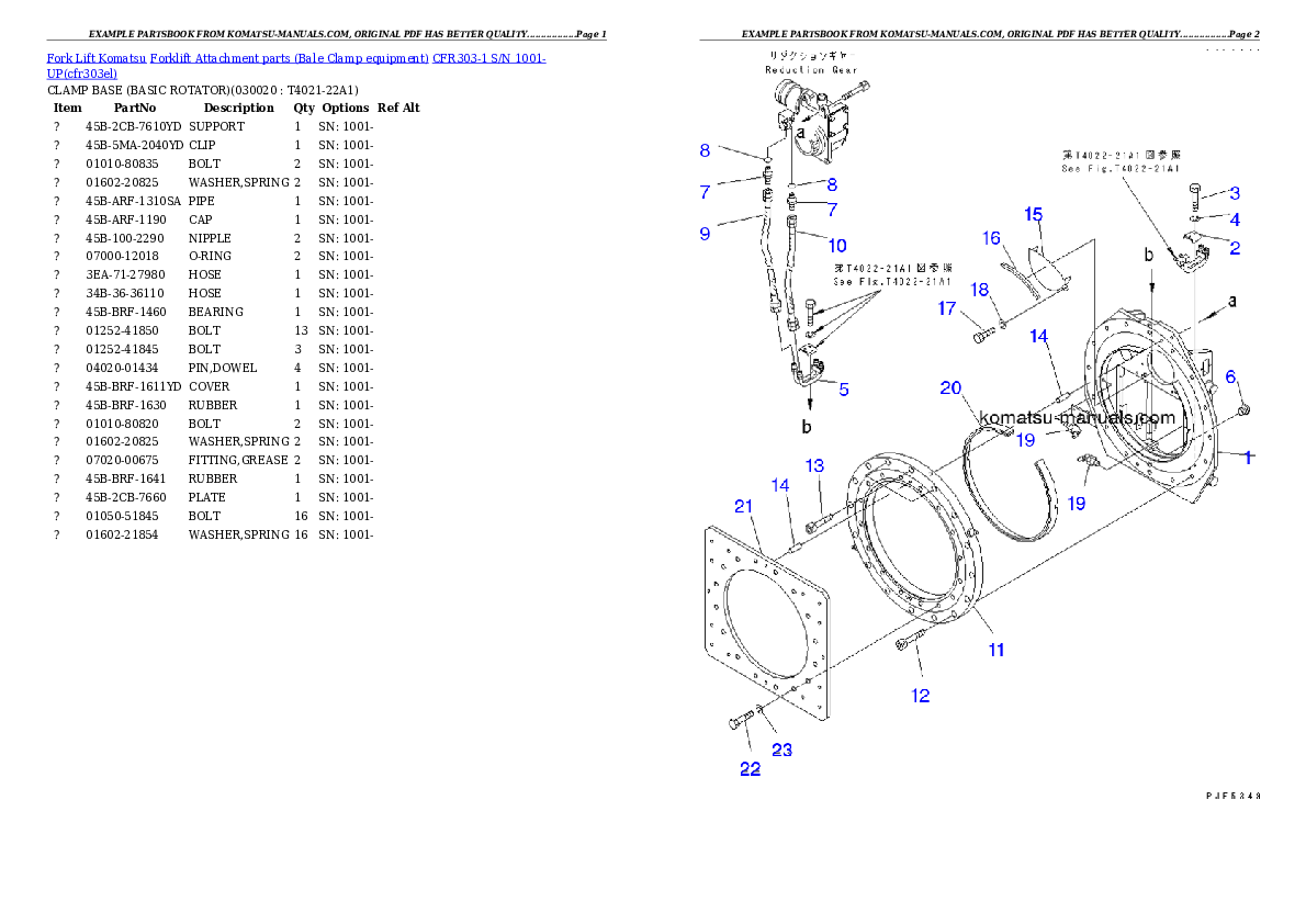 Komatsu cfr303-1 parts books forklifts download Komatsu cfr303-1 parts books forklifts download