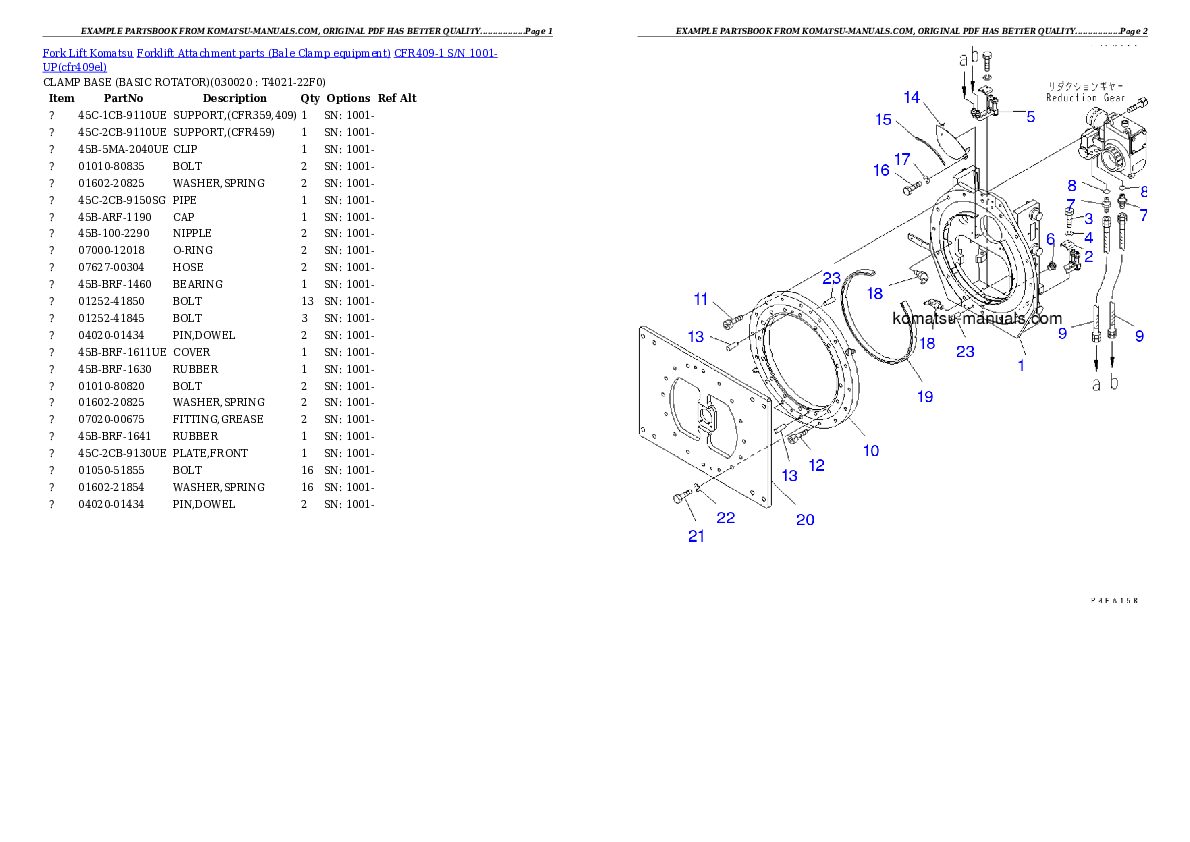 Komatsu cfr409-1 parts books forklifts download Komatsu cfr409-1 parts books forklifts download