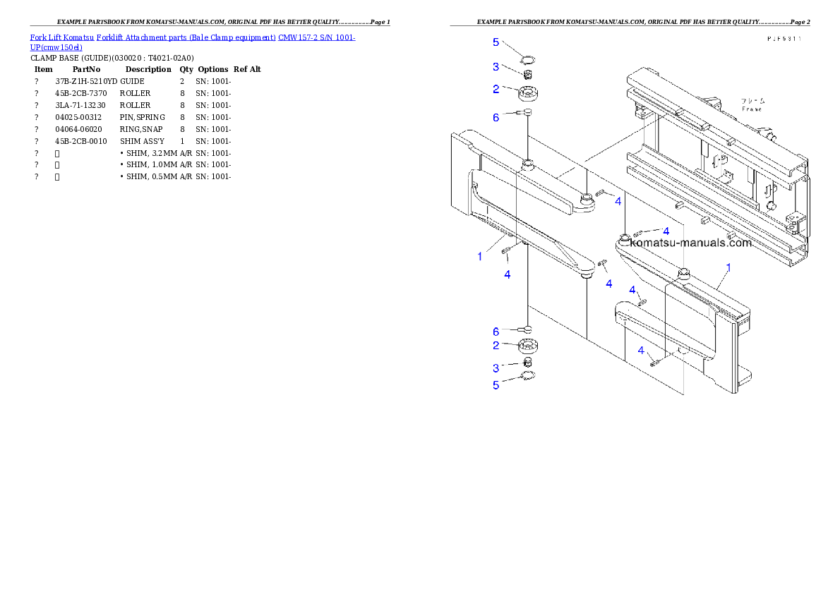 Komatsu cmw157-2 parts books forklifts download Komatsu cmw157-2 parts books forklifts download