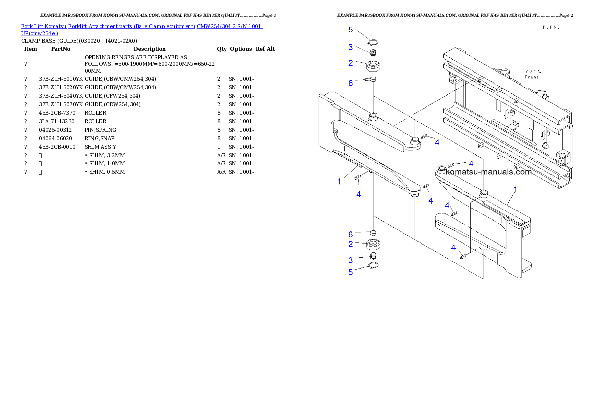 Komatsu cmw254/304-2 parts books forklifts download Komatsu cmw254/304-2 parts books forklifts download