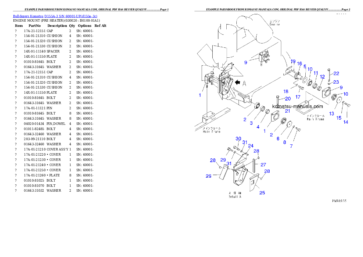 Komatsu d155a-3 parts books bulldozers download Komatsu d155a-3 parts books bulldozers download