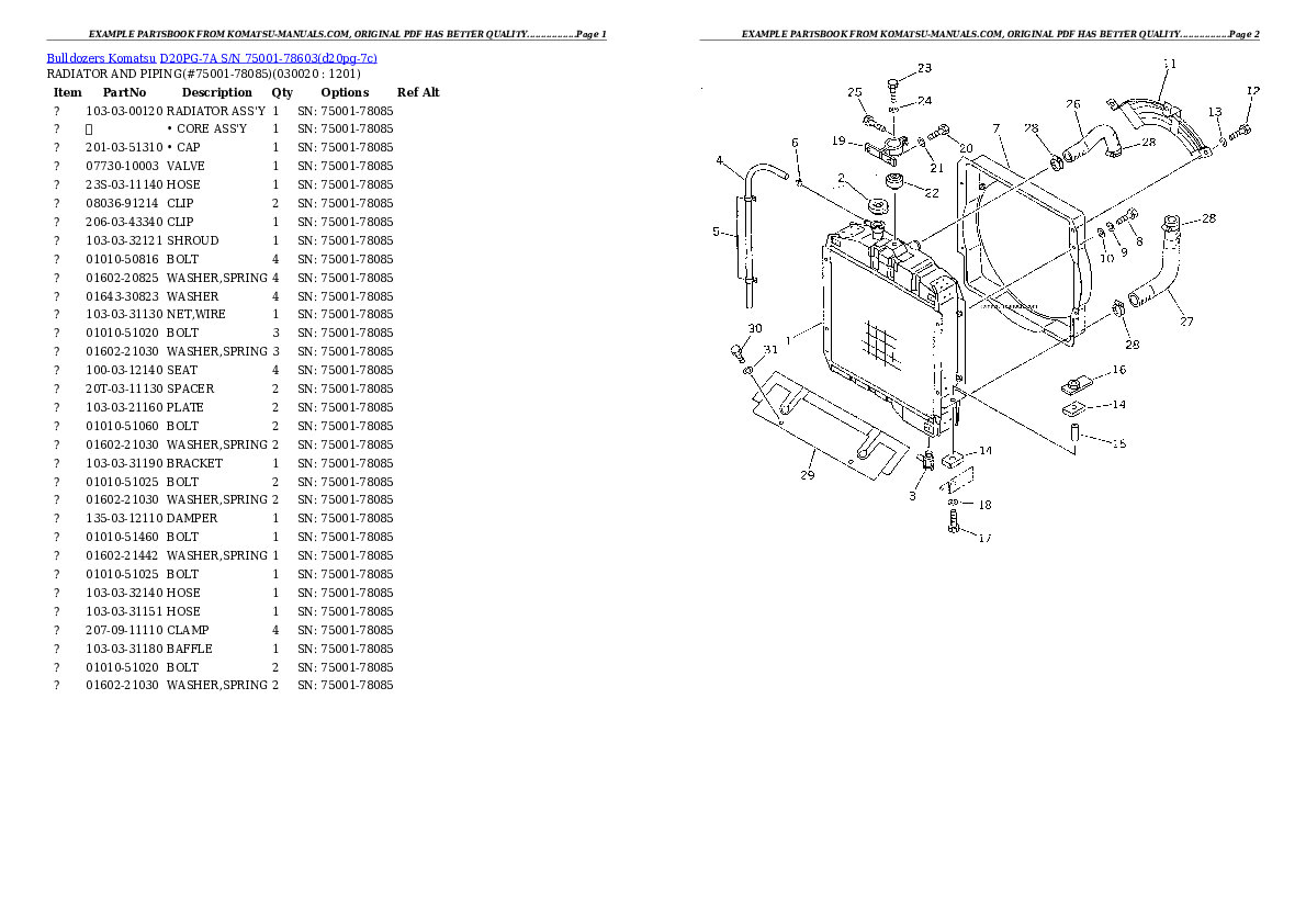 Komatsu d20pg-7a parts books bulldozers download Komatsu d20pg-7a parts books bulldozers download