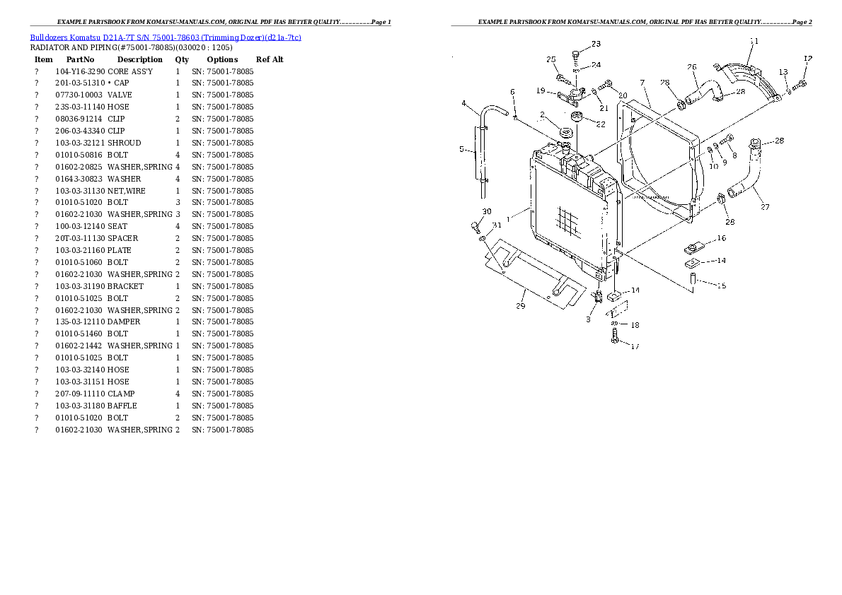 Komatsu d21a-7t parts books bulldozers download Komatsu d21a-7t parts books bulldozers download