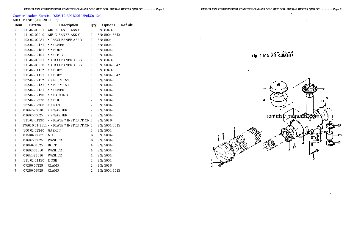 Komatsu d30s-12 parts books crawler loaders download Komatsu d30s-12 parts books crawler loaders download