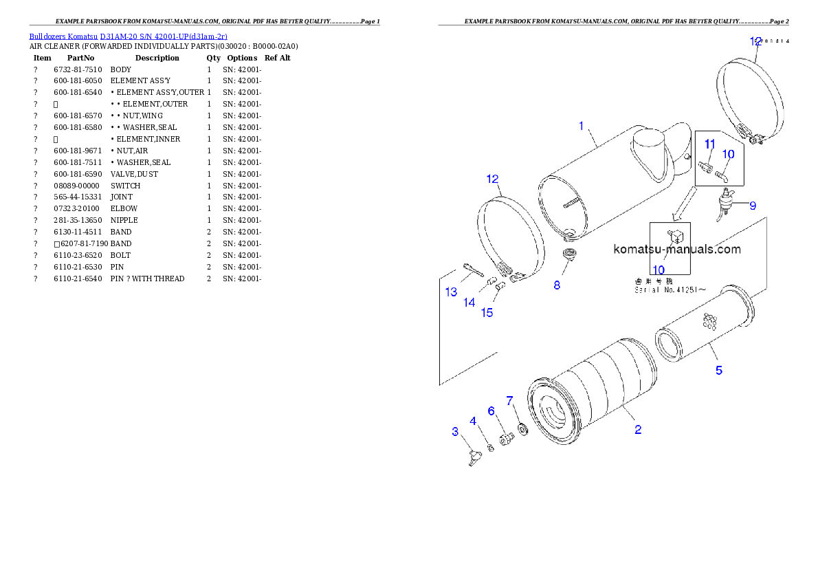 Komatsu d31am-20 parts books bulldozers download Komatsu d31am-20 parts books bulldozers download