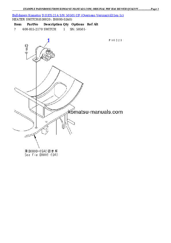 Komatsu d31ex-21a parts books bulldozers download Komatsu d31ex-21a parts books bulldozers download