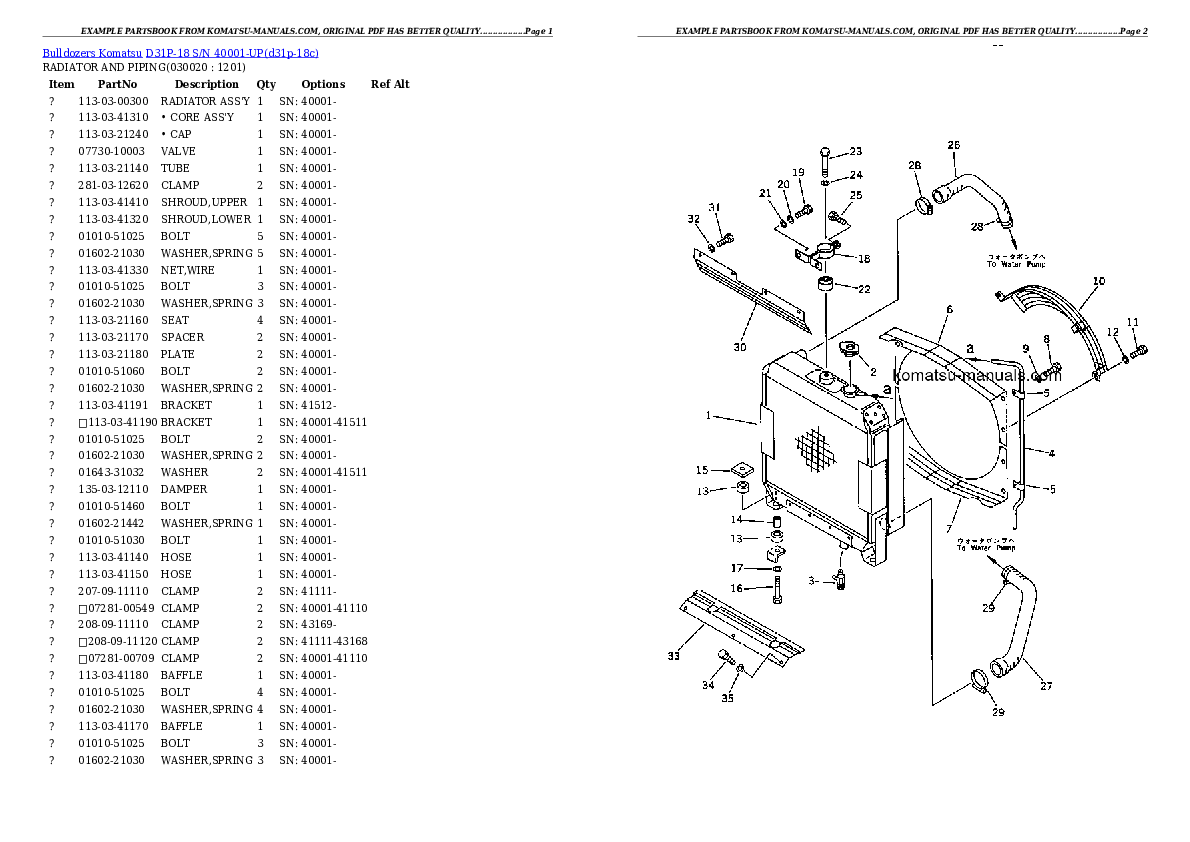 Komatsu d31p-18 parts books bulldozers download Komatsu d31p-18 parts books bulldozers download