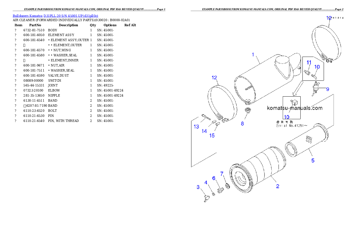 Komatsu d31pll-20 parts books bulldozers download Komatsu d31pll-20 parts books bulldozers download