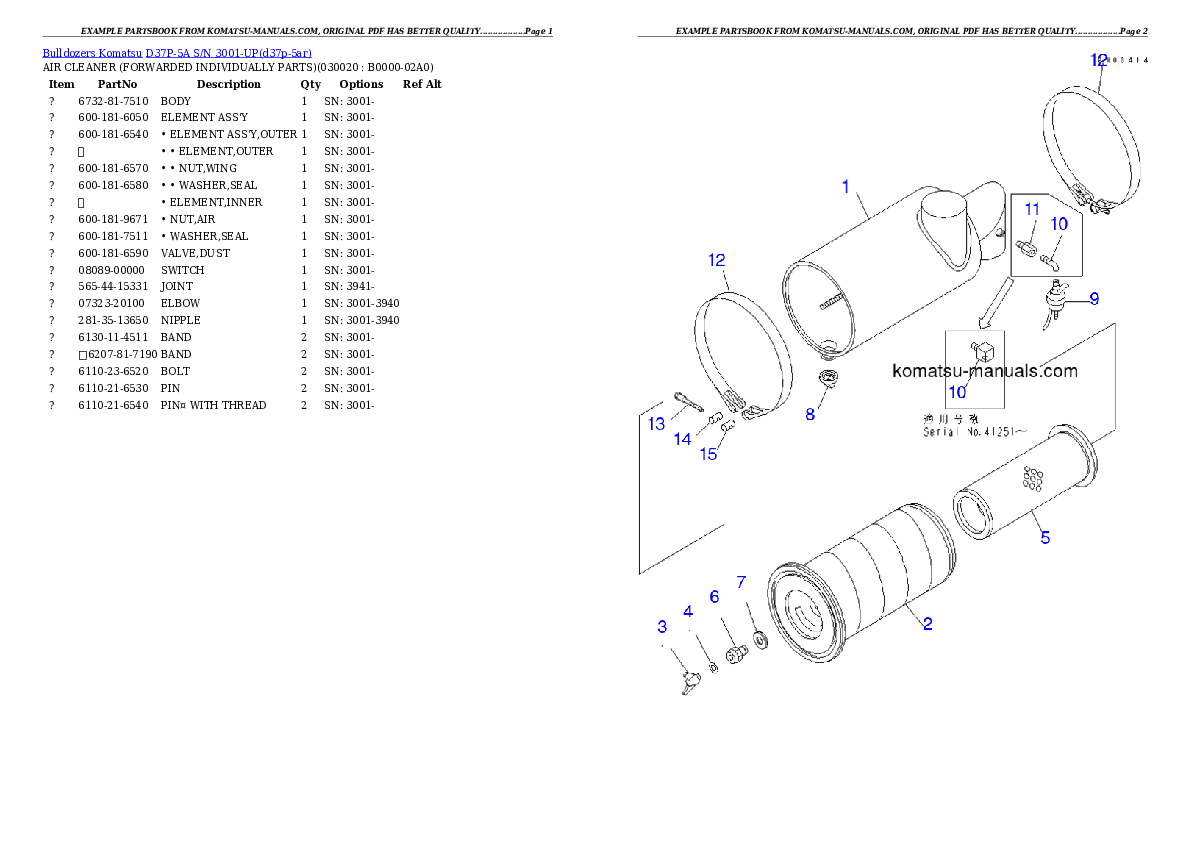 Komatsu d37p-5a parts books bulldozers download Komatsu d37p-5a parts books bulldozers download