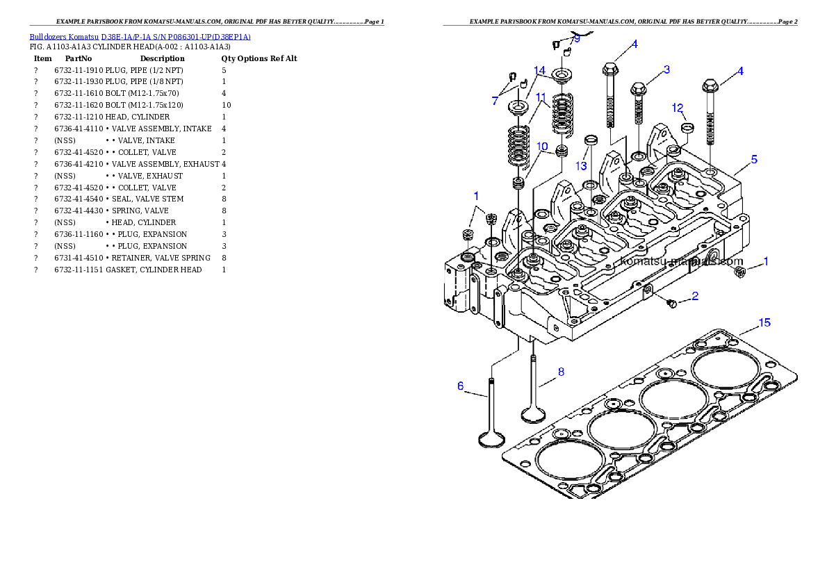 Komatsu d38e-1a/p-1a parts books bulldozers download Komatsu d38e-1a/p-1a parts books bulldozers download