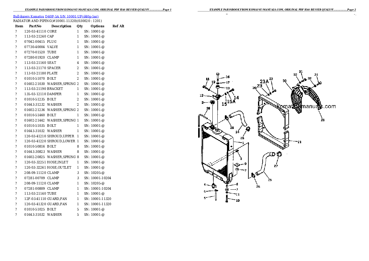 Komatsu d40p-5a parts books bulldozers download Komatsu d40p-5a parts books bulldozers download