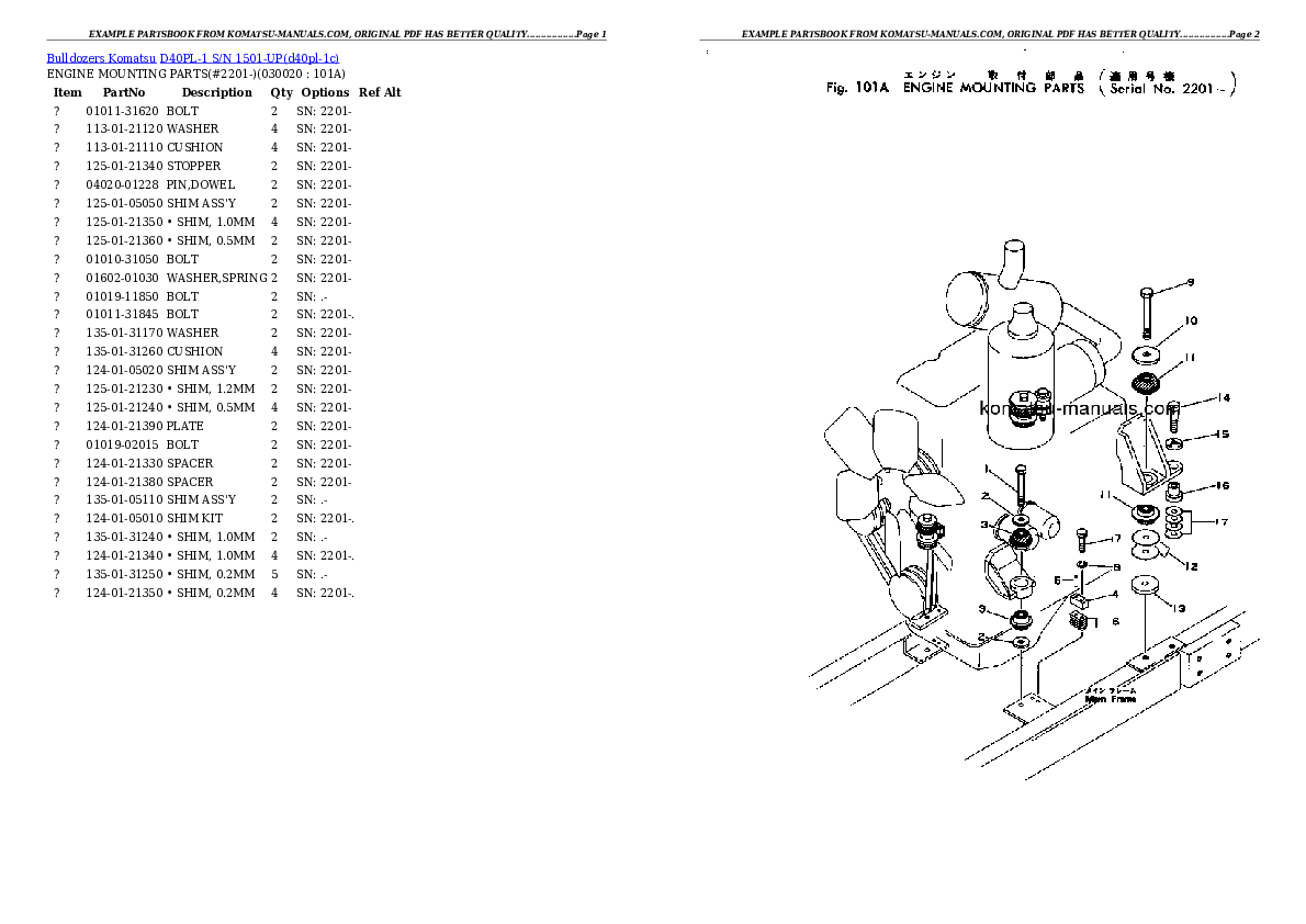 Komatsu d40pl-1 parts books bulldozers download Komatsu d40pl-1 parts books bulldozers download