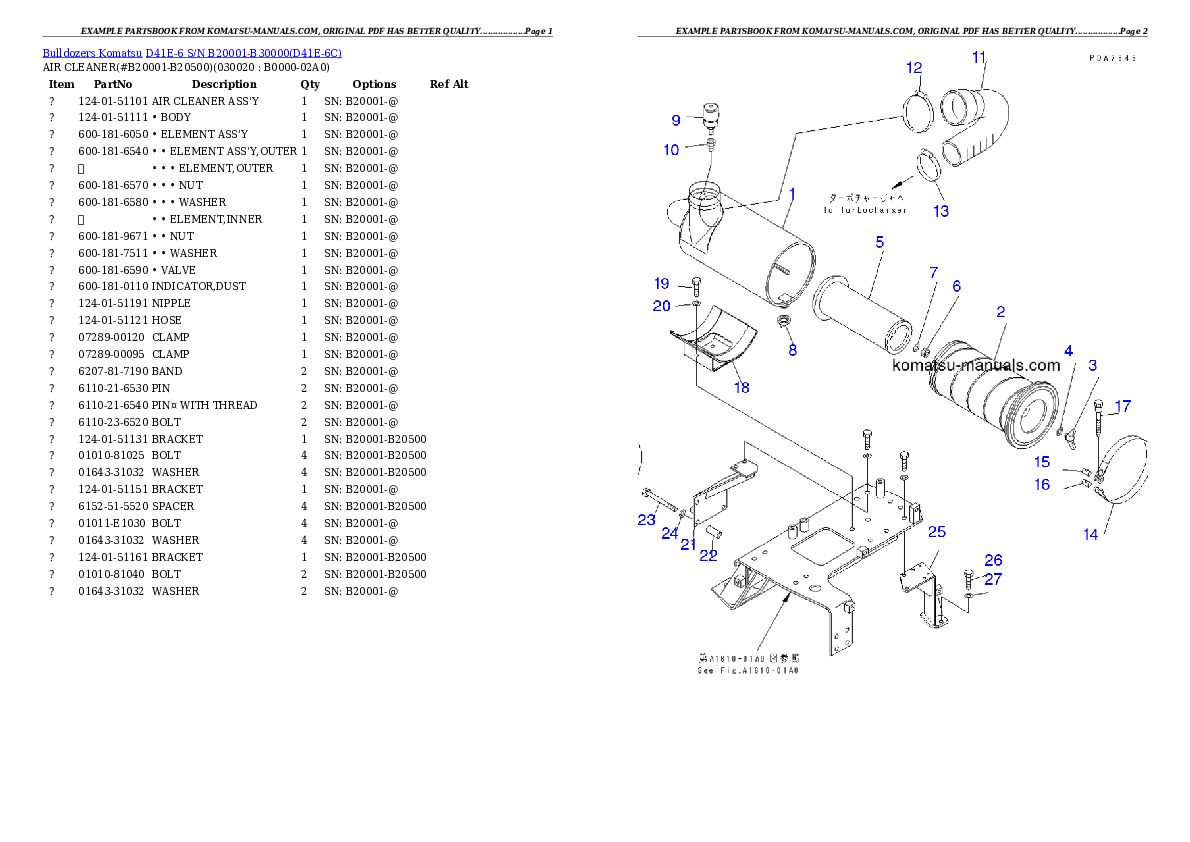 Komatsu d41e-6 parts books bulldozers download Komatsu d41e-6 parts books bulldozers download