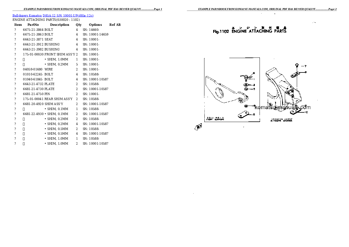 Komatsu d85a-12 parts books bulldozers download Komatsu d85a-12 parts books bulldozers download