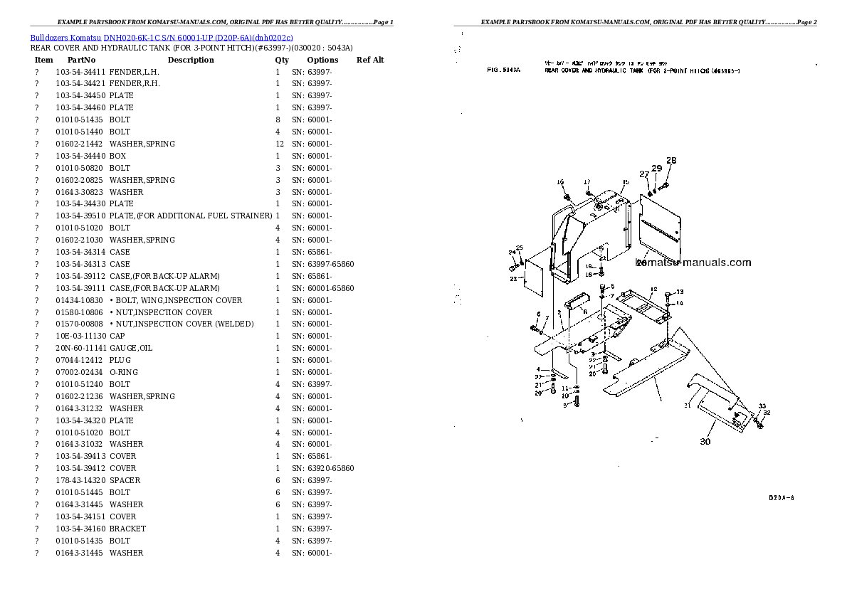 Komatsu dnh020-6k-1c parts books bulldozers download Komatsu dnh020-6k-1c parts books bulldozers download