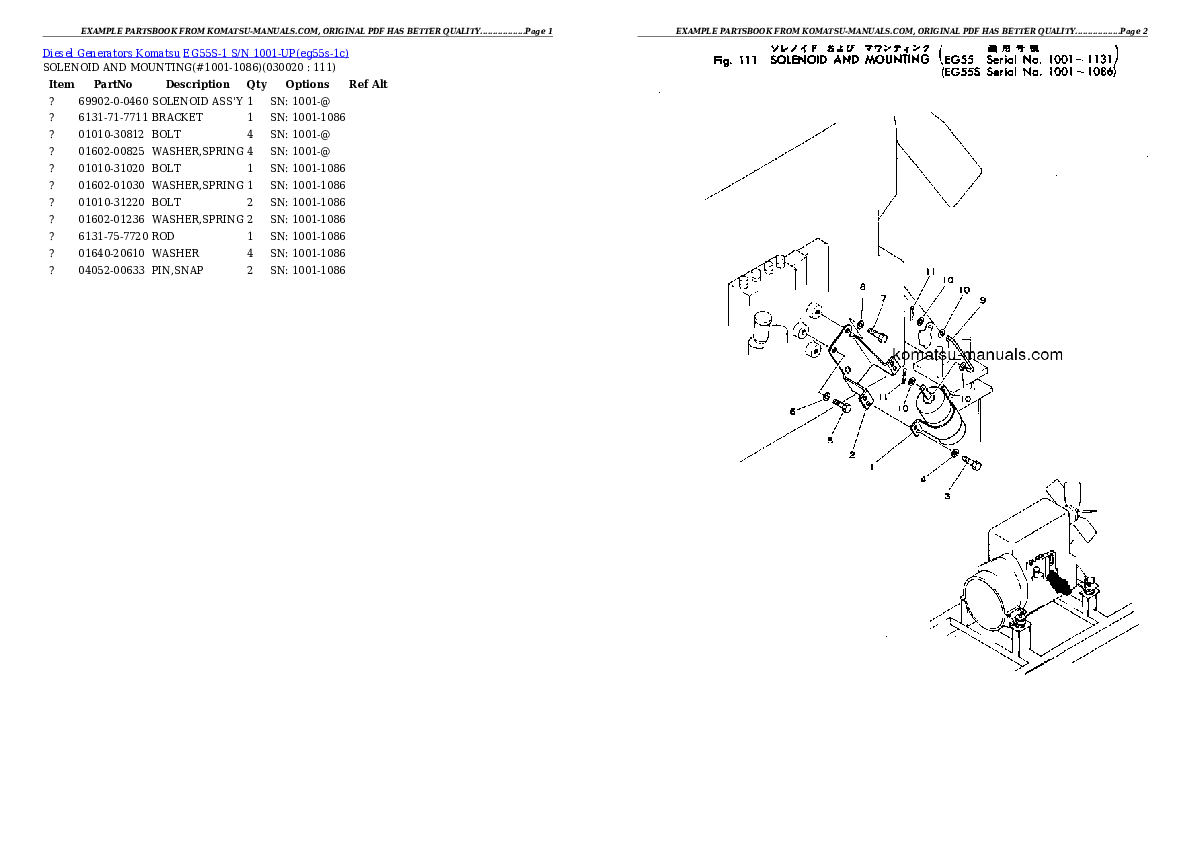 Komatsu eg55s-1 parts books generators download Komatsu eg55s-1 parts books generators download