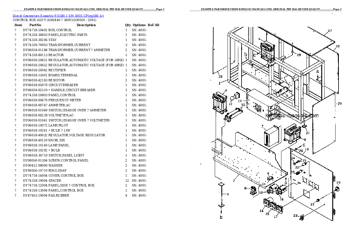 Komatsu eg580-1 parts books generators download Komatsu eg580-1 parts books generators download