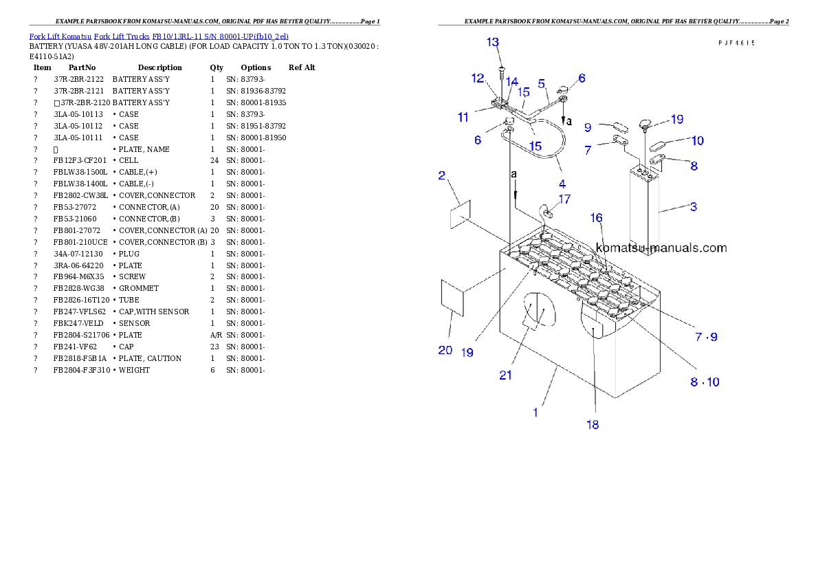 Komatsu fb10/13rl-11 parts books forklifts download Komatsu fb10/13rl-11 parts books forklifts download