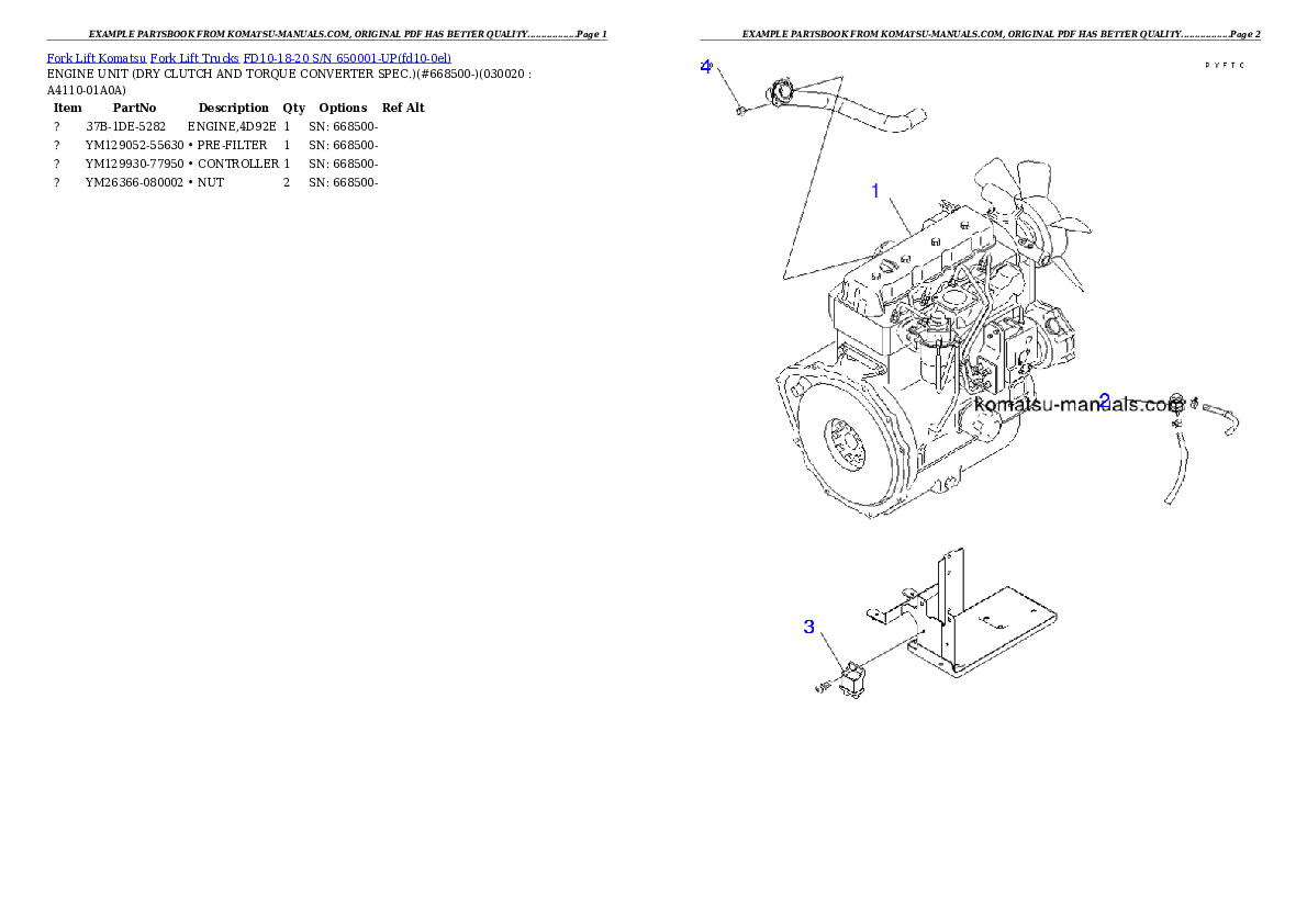 Komatsu fd10-18-20 parts books forklifts download Komatsu fd10-18-20 parts books forklifts download