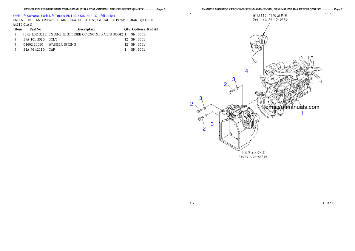 Komatsu fd100-7 parts books forklifts download Komatsu fd100-7 parts books forklifts download