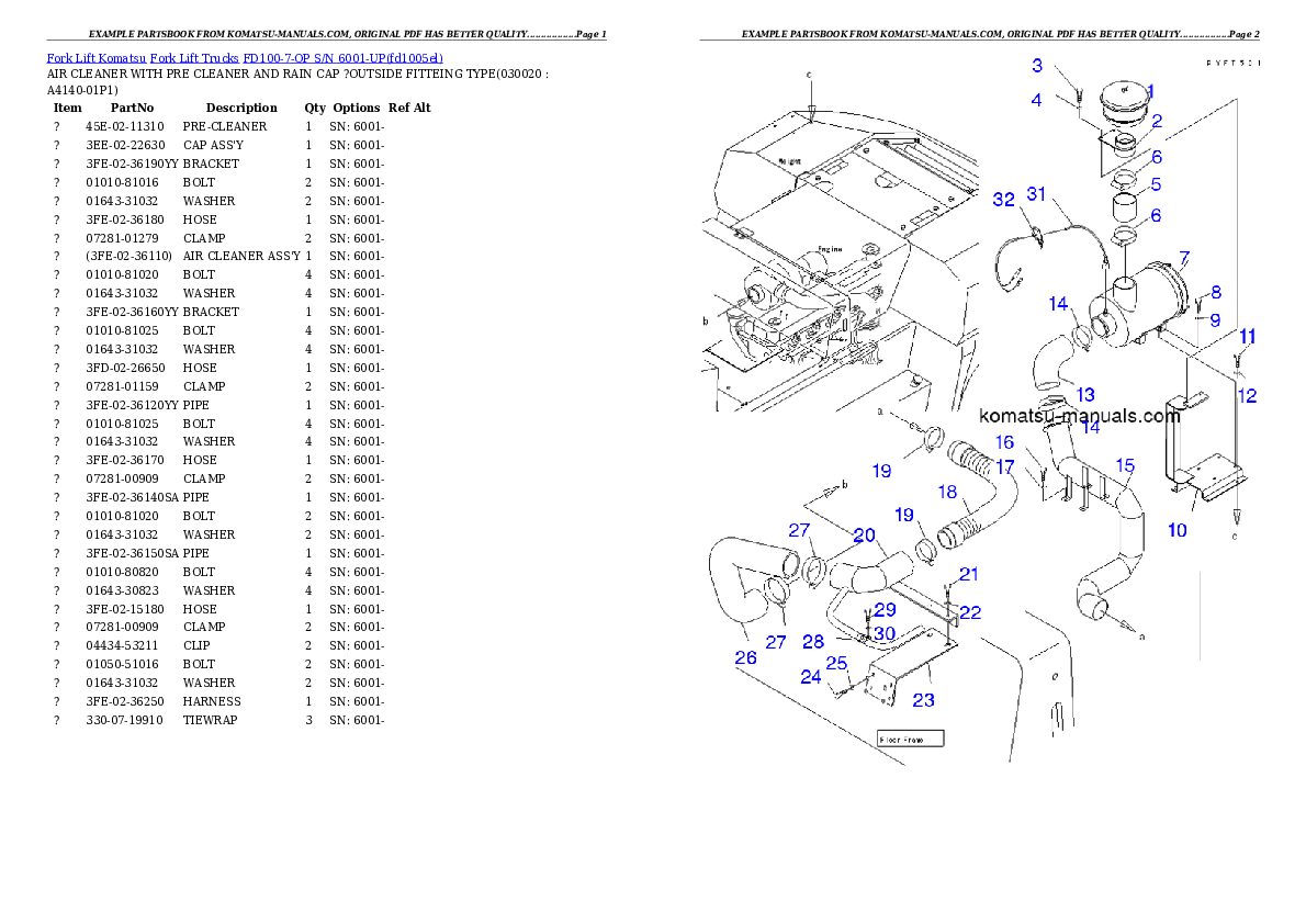 Komatsu fd100-7-op parts books forklifts download Komatsu fd100-7-op parts books forklifts download