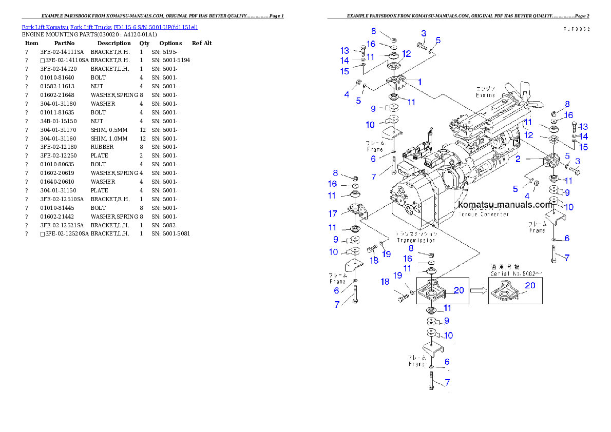 Komatsu fd115-6 parts books forklifts download Komatsu fd115-6 parts books forklifts download