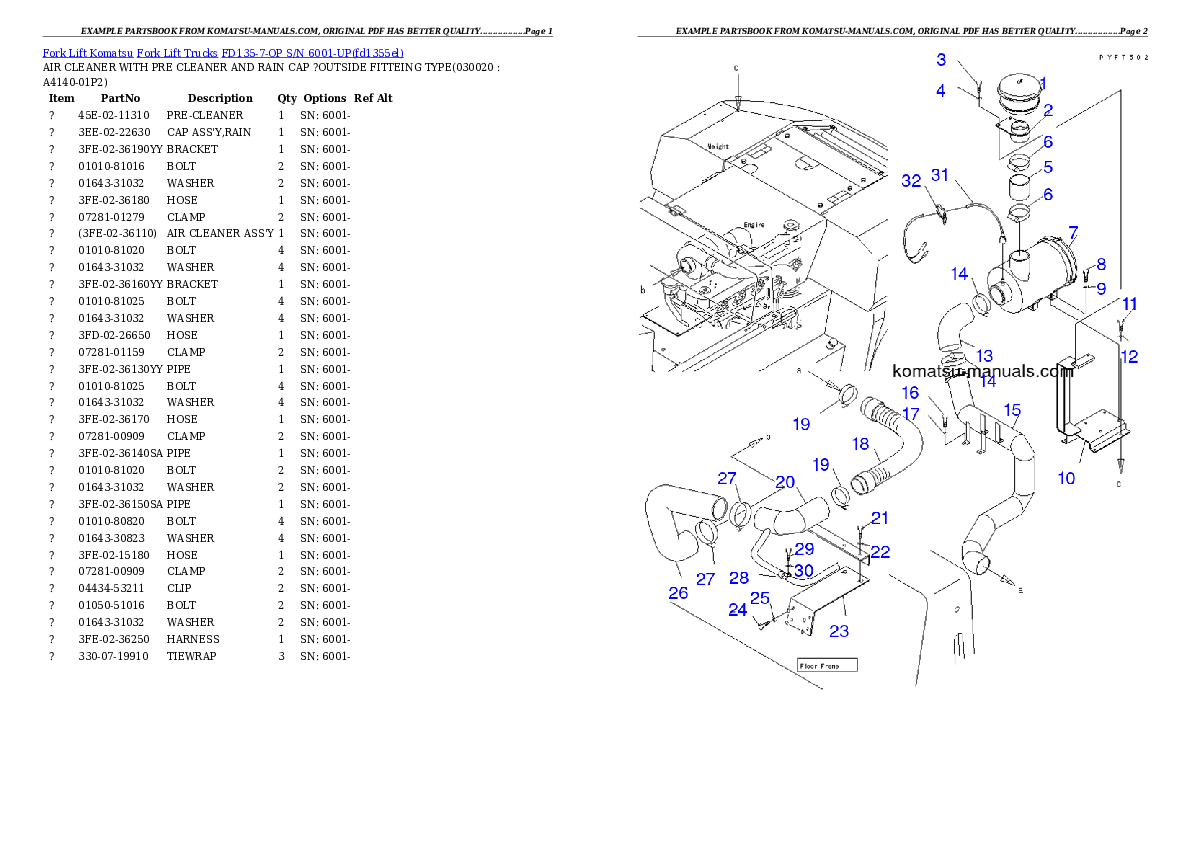 Komatsu fd135-7-op parts books forklifts download Komatsu fd135-7-op parts books forklifts download