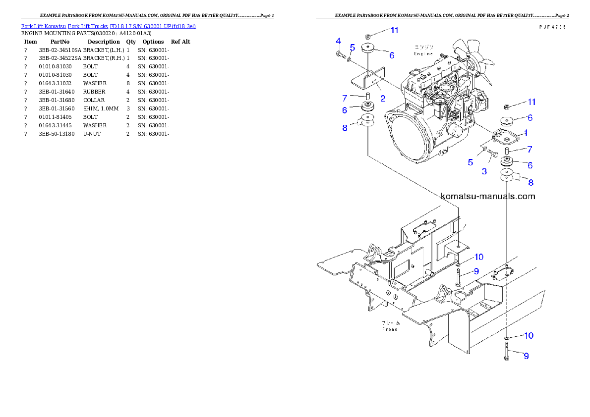 Komatsu fd18-17 parts books forklifts download Komatsu fd18-17 parts books forklifts download