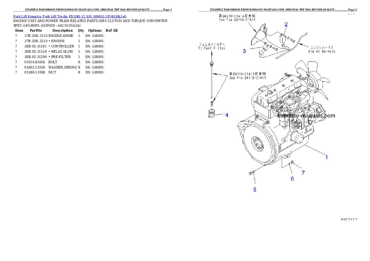Komatsu fd30h-12 parts books forklifts download Komatsu fd30h-12 parts books forklifts download