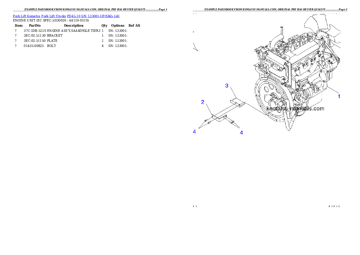 Komatsu fd45-10 parts books forklifts download Komatsu fd45-10 parts books forklifts download