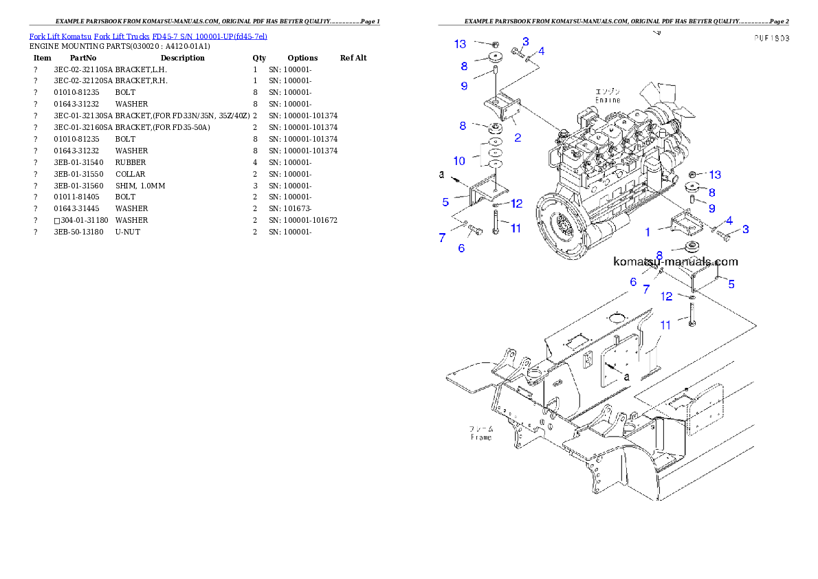 Komatsu fd45-7 parts books forklifts download Komatsu fd45-7 parts books forklifts download