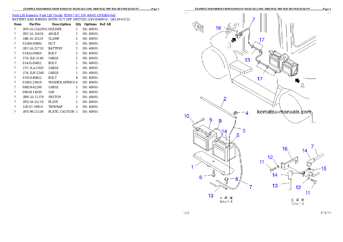 Komatsu fd80-7-ec parts books forklifts download Komatsu fd80-7-ec parts books forklifts download