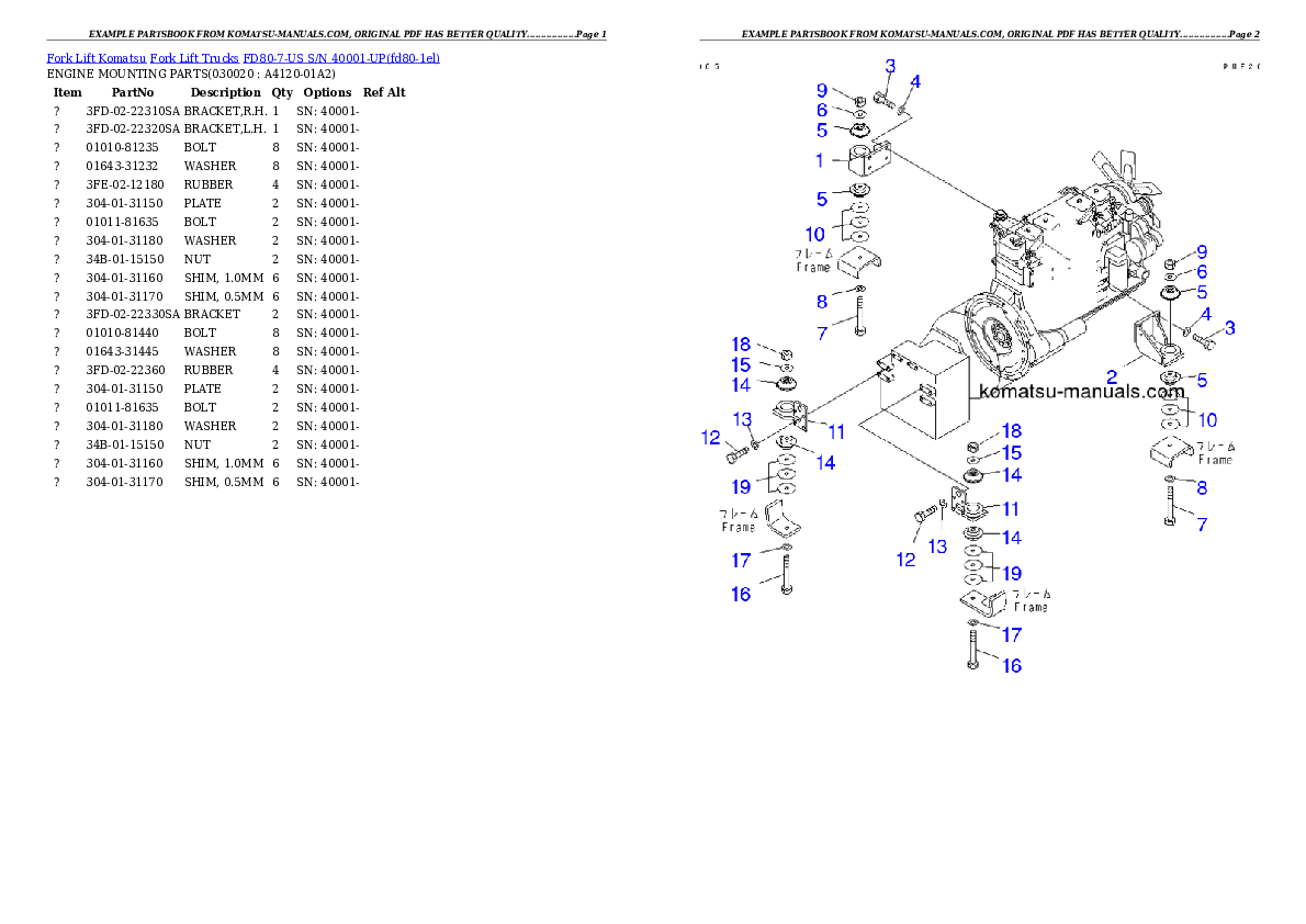 Komatsu fd80-7-us parts books forklifts download Komatsu fd80-7-us parts books forklifts download