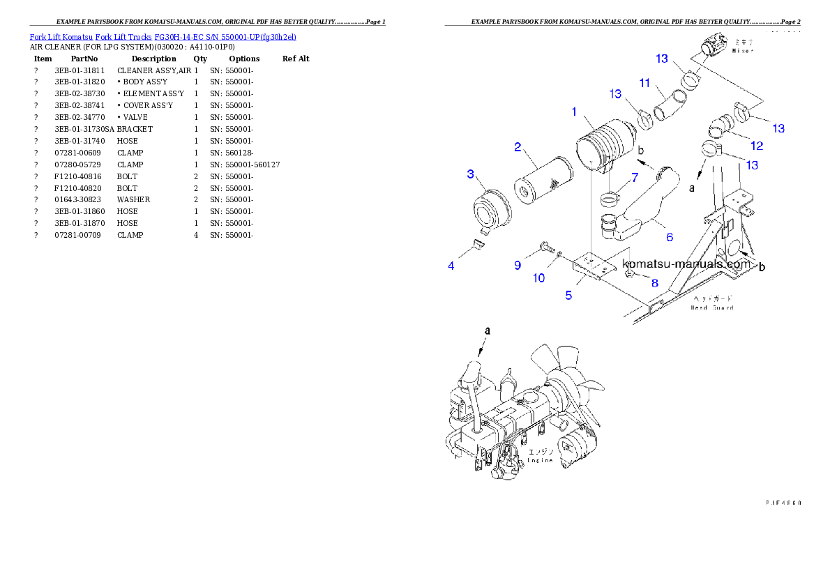 Komatsu fg30h-14-ec parts books forklifts download Komatsu fg30h-14-ec parts books forklifts download
