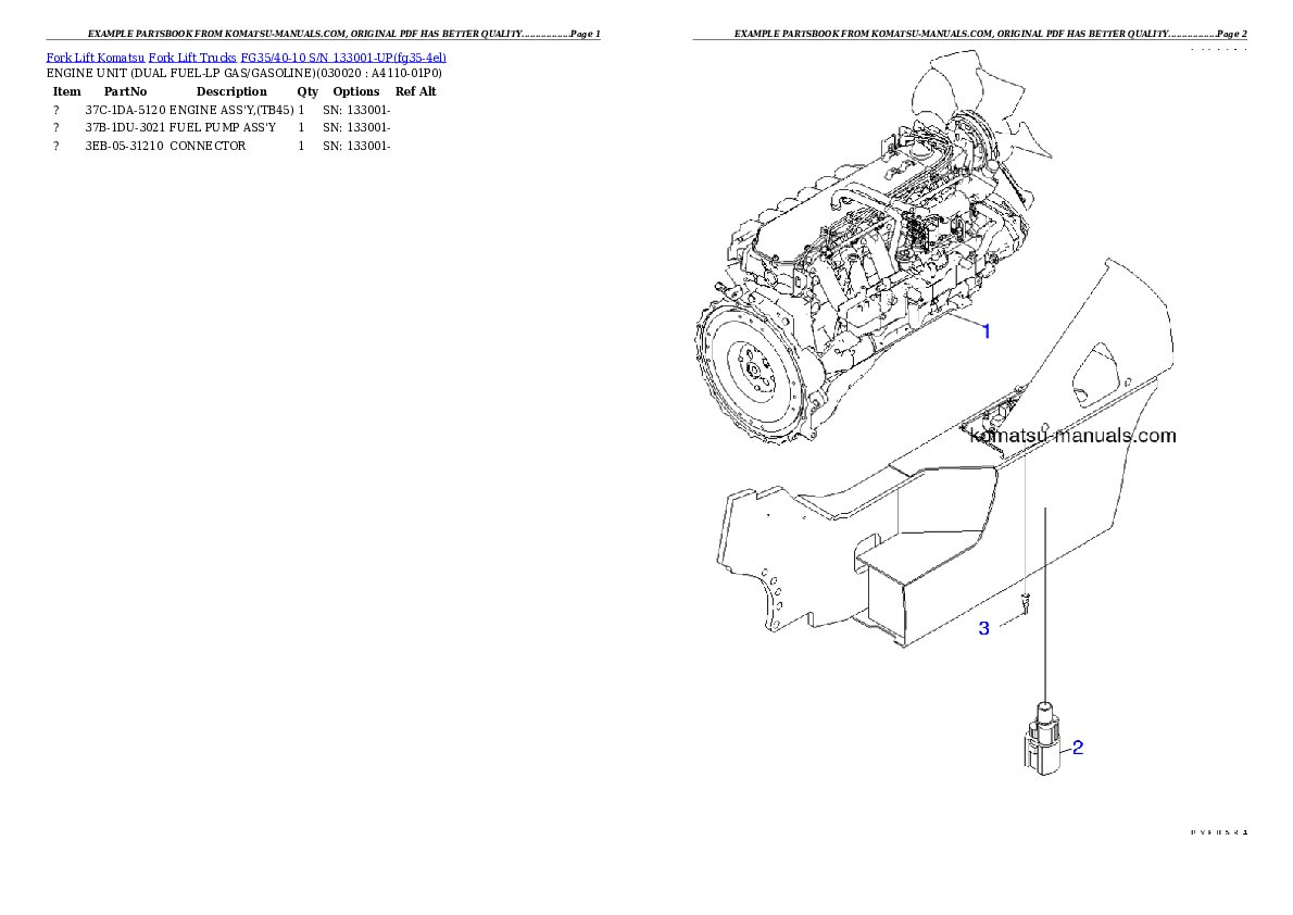 Komatsu fg35/40-10 parts books forklifts download Komatsu fg35/40-10 parts books forklifts download